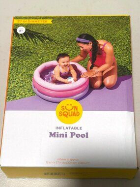 Sun Squad Inflatable Mini Pool 27-Inch Diameter Ages 2+ Compact Storage Includes